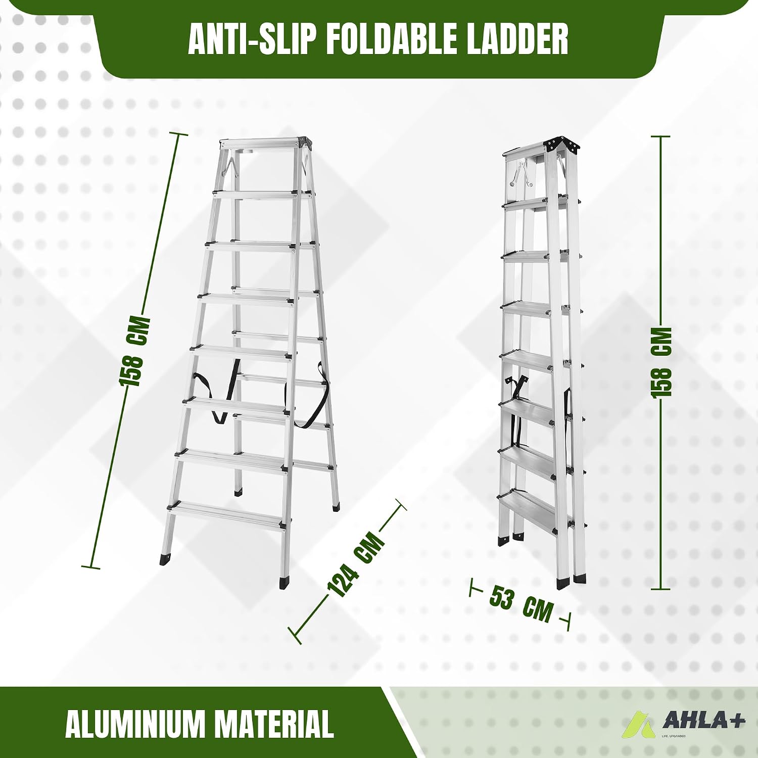 Aluminium Step Ladder - Double Side Foldable Ladder | Anti-Slip Step Ladder for Home, Kitchen, Garden, Office | Lightweight, Portable Aluminium Ladder for Indoor and Outdoor Use (Silver)