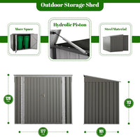 Egardenkart Outdoor Storage Shed Metal - Light Grey, 5.8 x 3.3 FT | Garden Shed with lockable Double Door | Outdoor Storage Cabinet for Garden Storage | Outdoor Shed Storage (With Installation)