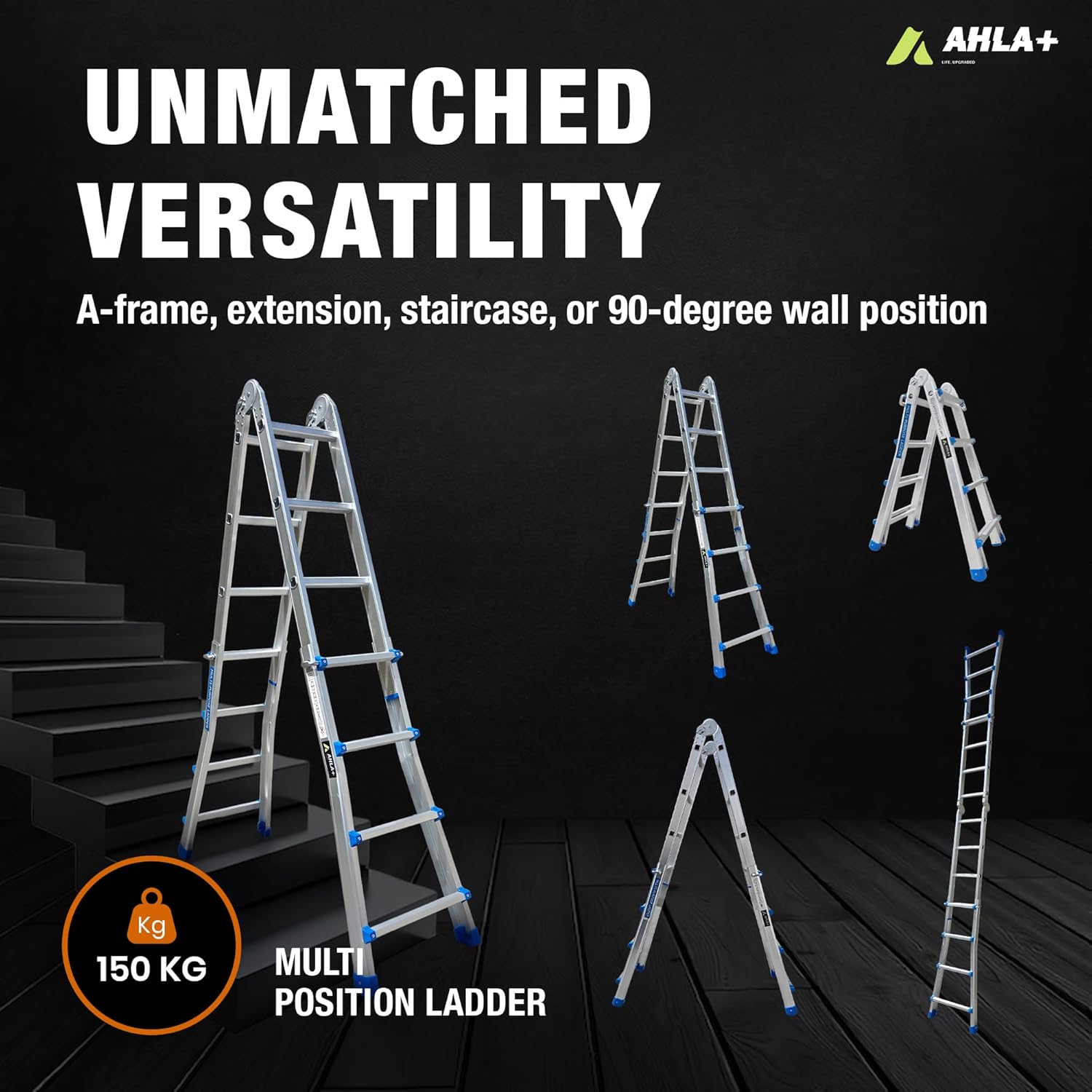 Egardenkart, Multi-Position Foldable Ladder | A Frame Step Ladder Foldable for Compact Storage | Aluminum Folding Ladder for Home, Work, and Outdoor Use | Ladder with Anti-Slip Stairs