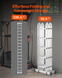 *Outlet*Egardenkart Multi-Purpose Foldable Ladder - 4x5, 20 Steps | Aluminum Folding Ladder for Home, Work, and Outdoor Use | Portable and Adjustable Ladder(Silver)