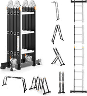 Egardenkart Multi-Purpose Foldable Ladder | Carbon Steel Folding Ladder for Home, Work, and Outdoor Use | Heavy-Duty and Adjustable Ladder Foldable with Grip ( Black)