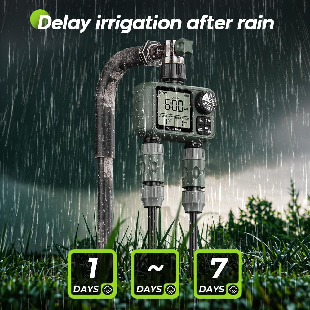 Egardenkart Hose Water Timer Dual Outlet | Waterproof Automatic Garden Irrigation