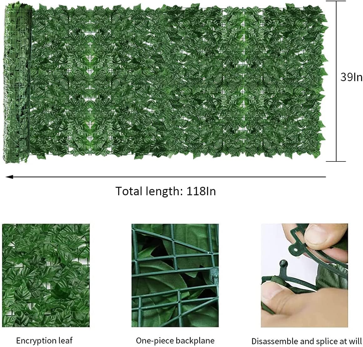 Egardenkart Expandable Bamboo Fence For Balcony & Garden Decor Green Leaf Trellis