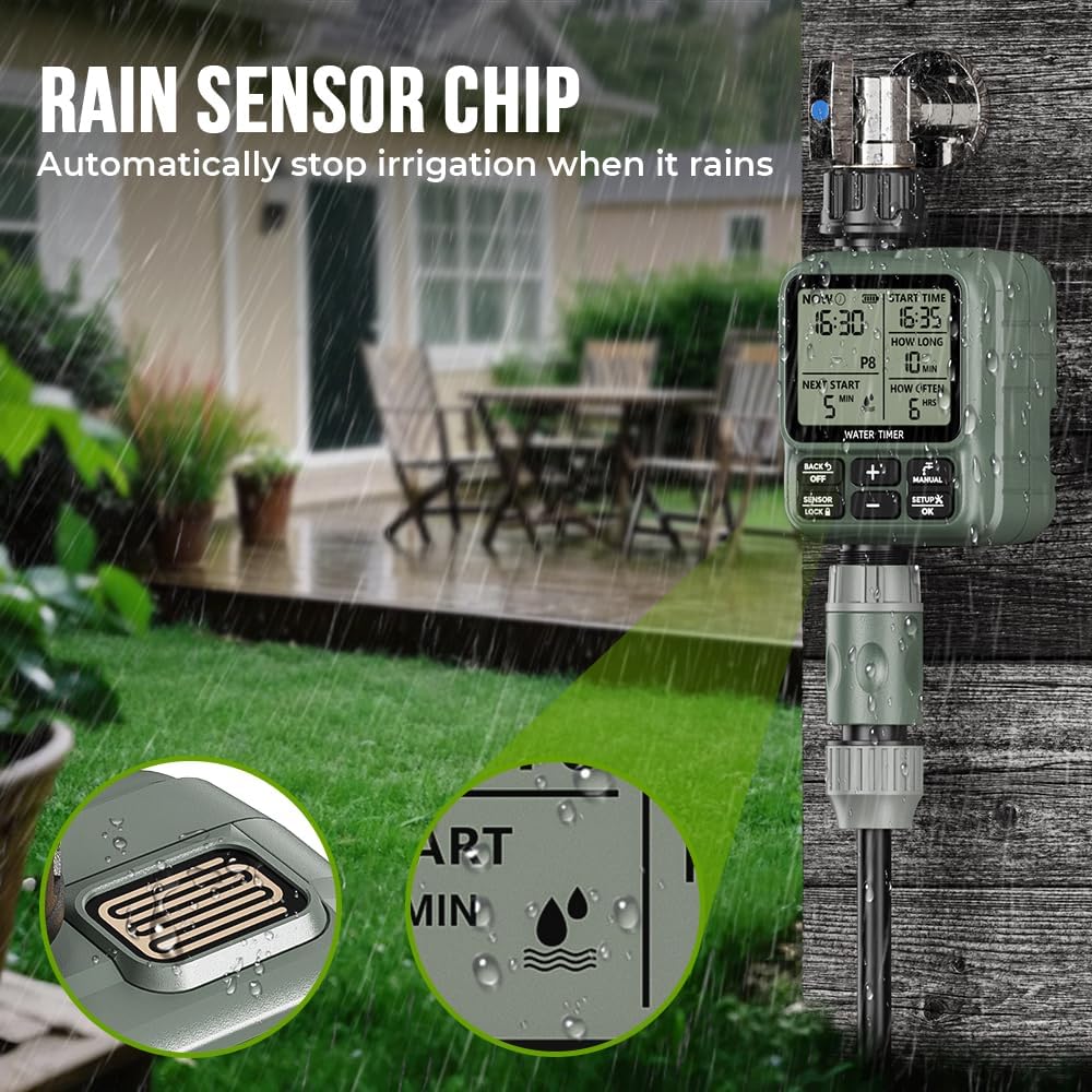 Egardenkart Smart Water Timer Automatic Garden Irrigation Large Display | Sprinkler Control