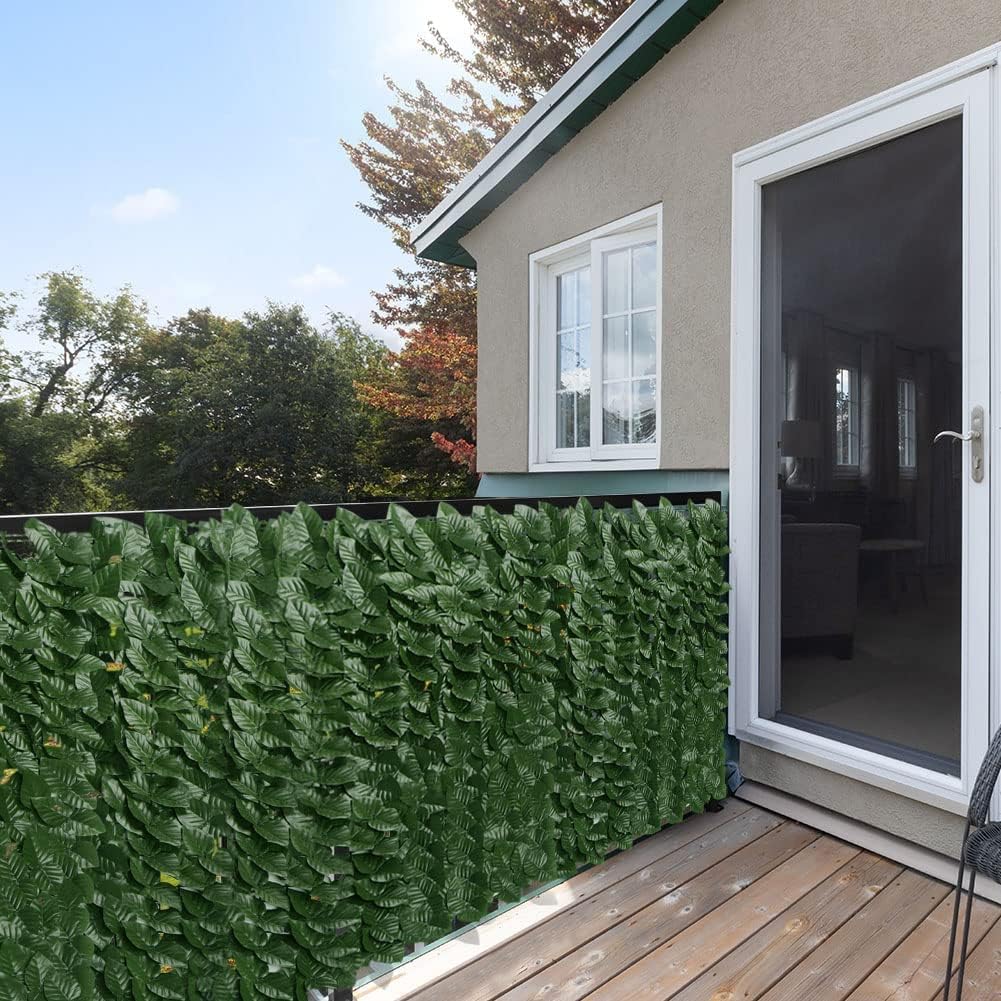 Egardenkart Expandable Bamboo Fence For Balcony & Garden Decor Green Leaf Trellis