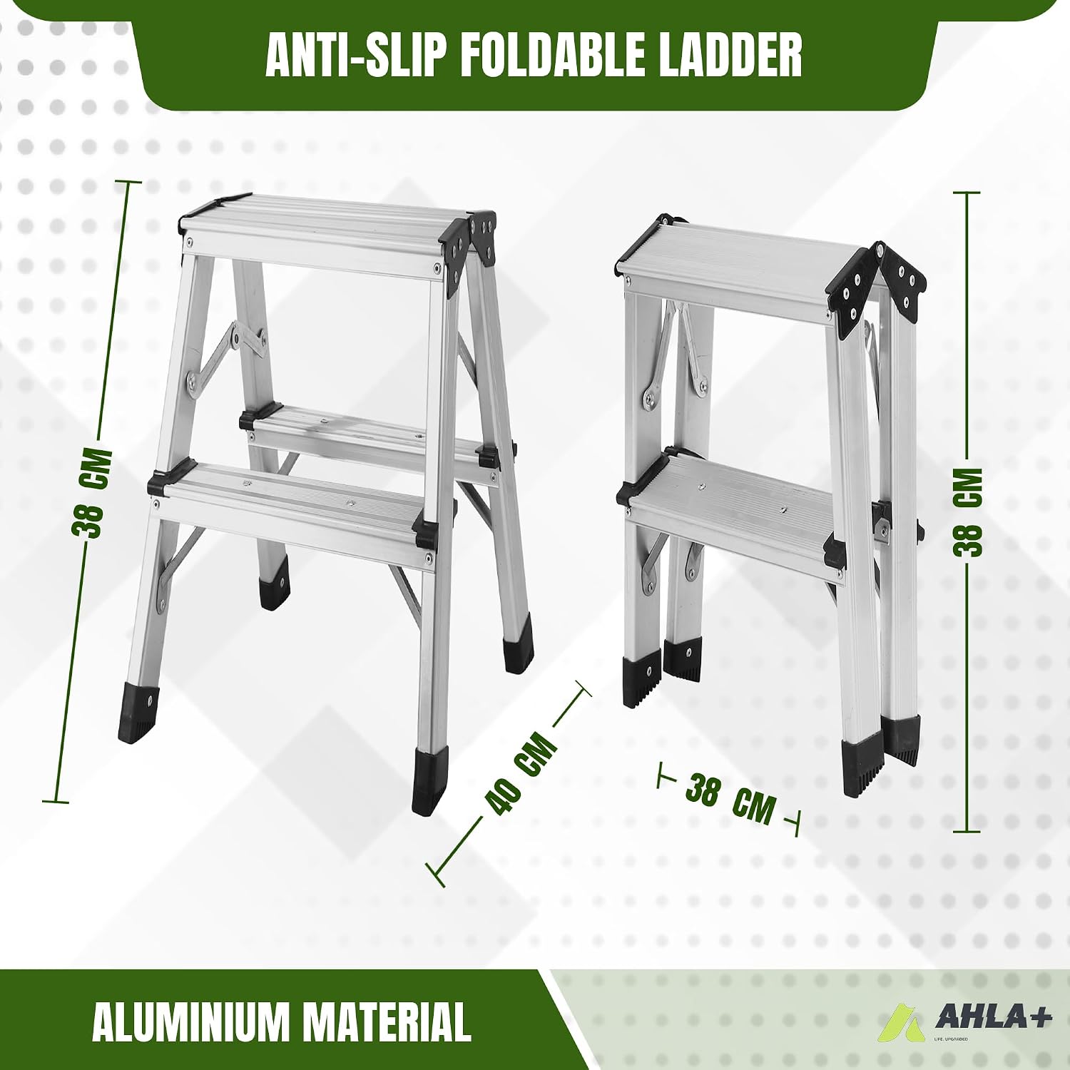 Aluminium Step Ladder - Double Side Foldable Ladder | Anti-Slip Step Ladder for Home, Kitchen, Garden, Office | Lightweight, Portable Aluminium Ladder for Indoor and Outdoor Use (Silver)