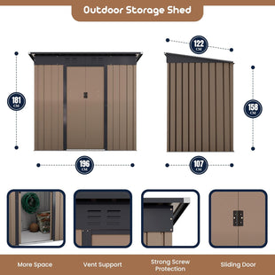 Egardenkart, Outdoor Storage Shed Metal - 6.5x6 Ft | Garden Shed with Lockable Door | Outdoor Storage Cabinet for Garden Storage | Outdoor Shed Storage (With Installation)
