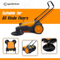 Egardenkart, Walk-Behind Outdoor Hand Push Sweeper - 10.5 Gallon Capacity, 31" Sweeping width, Sweeps up to 30,000 ft²/Hour,
