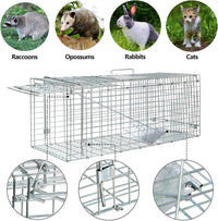 Cat Trap Live Animal Trap Easy Set One-Door Cage Trap for Raccoons, Stray Cats, Groundhogs, Opossums, and Armadillos Large