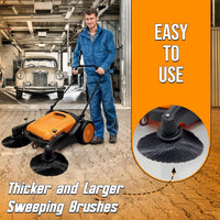 Egardenkart, Walk-Behind Outdoor Hand Push Sweeper - 10.5 Gallon Capacity, 31" Sweeping width, Sweeps up to 30,000 ft²/Hour,