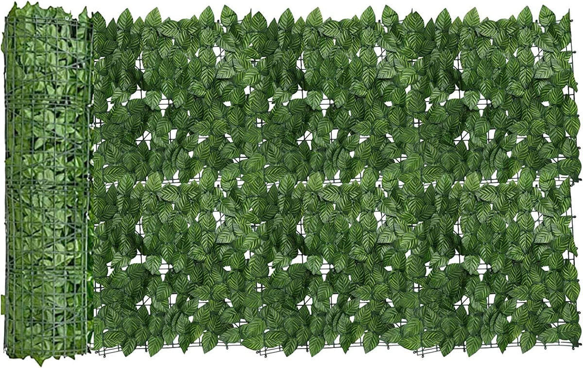 Egardenkart Expandable Bamboo Fence For Balcony & Garden Decor Green Leaf Trellis