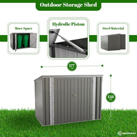 Egardenkart Outdoor Storage Shed Metal - Light Grey, 5.8 x 3.3 FT | Garden Shed with lockable Double Door | Outdoor Storage Cabinet for Garden Storage | Outdoor Shed Storage (With Installation)