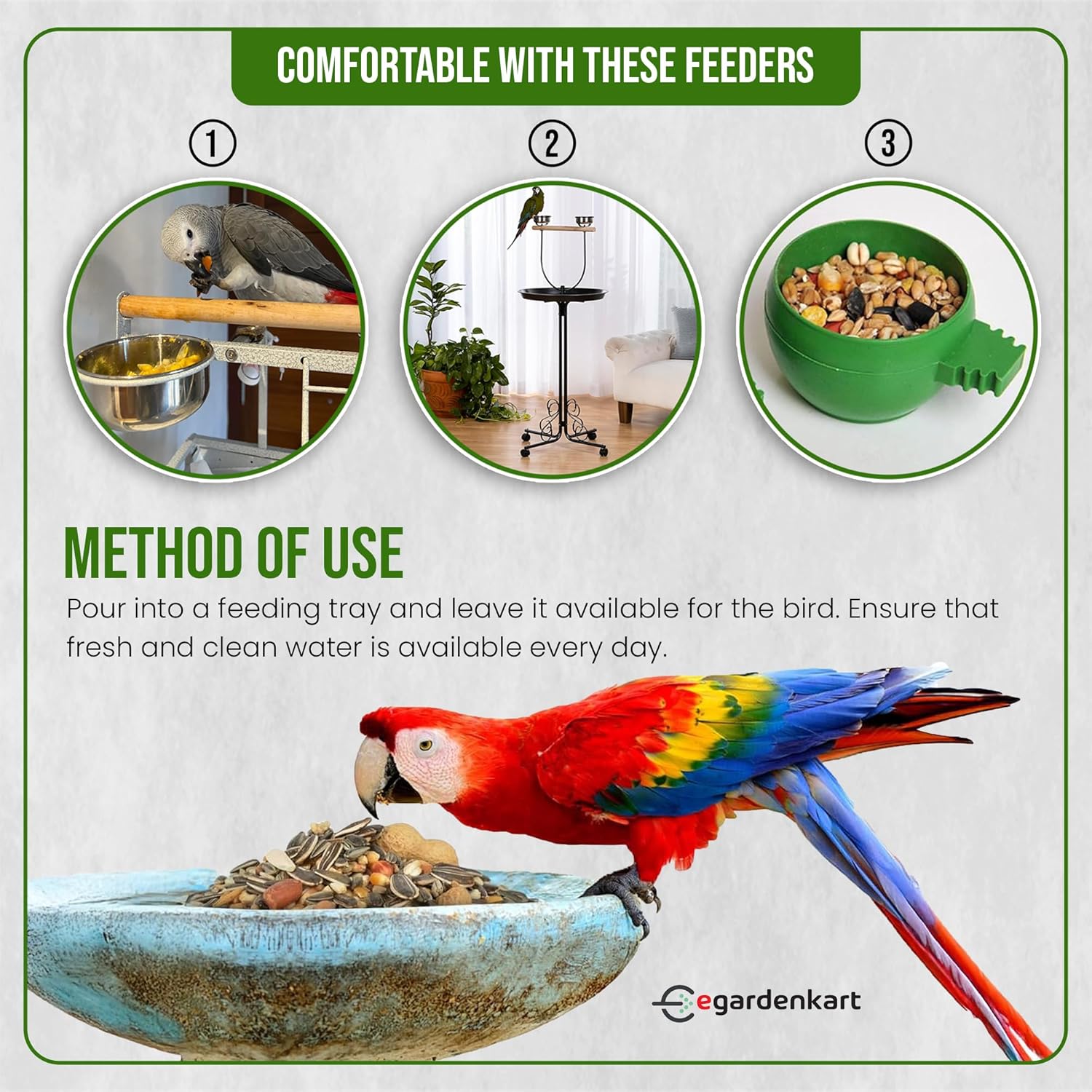 Egardenkart Parrot Bird Food - Enriching Blend for Health and Happiness