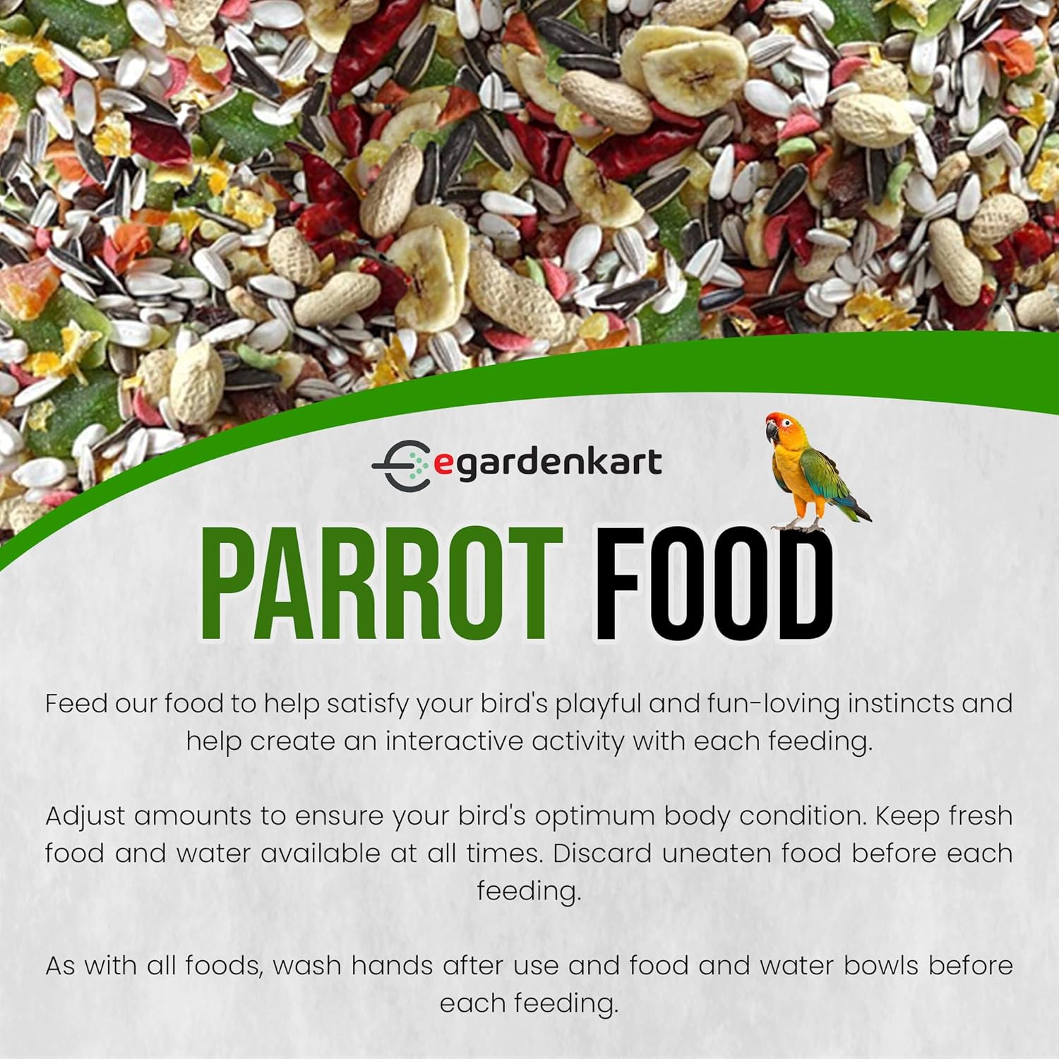 Egardenkart Parrot Bird Food - Enriching Blend for Health and Happiness