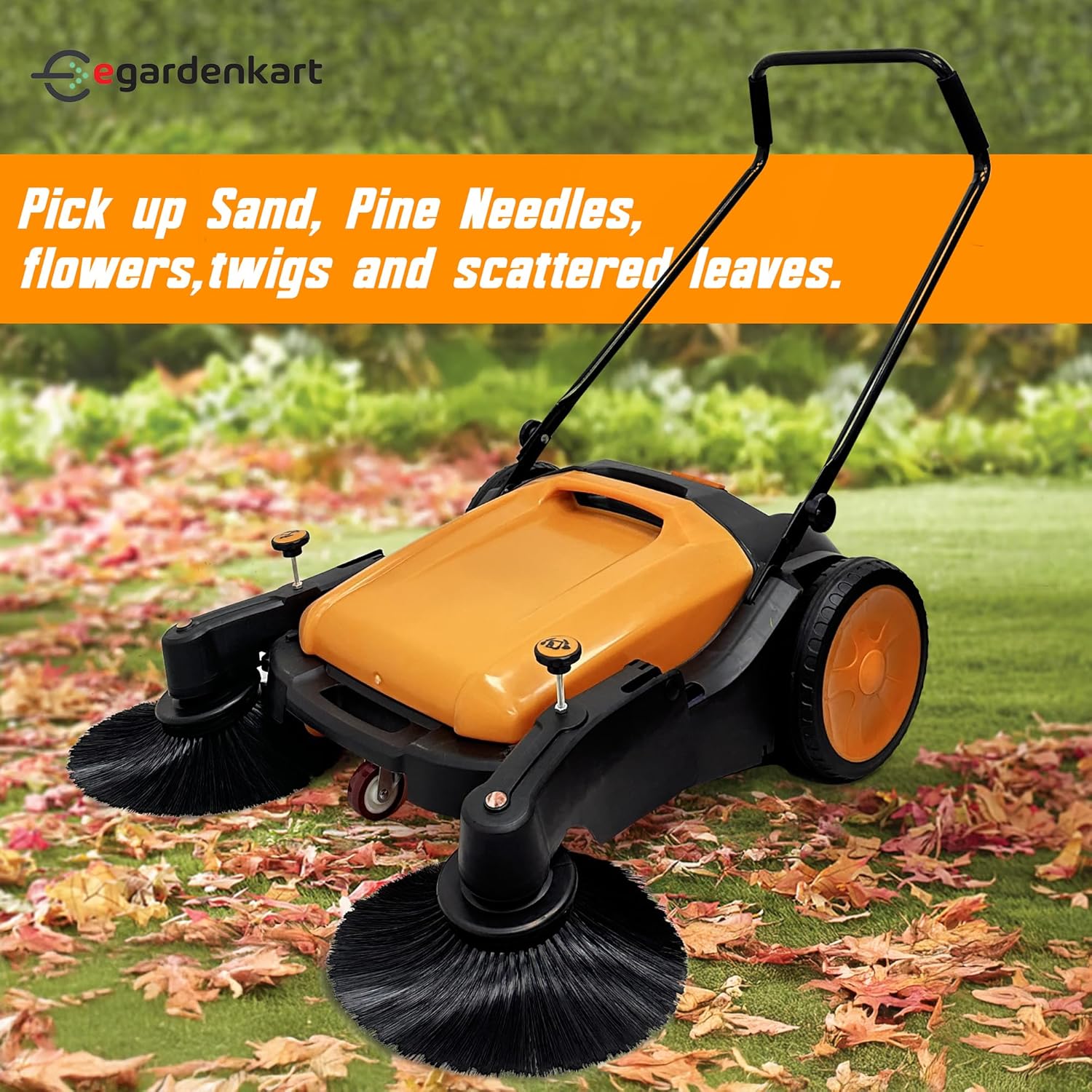 Egardenkart, Walk-Behind Outdoor Hand Push Sweeper - 10.5 Gallon Capacity, 31" Sweeping width, Sweeps up to 30,000 ft²/Hour,