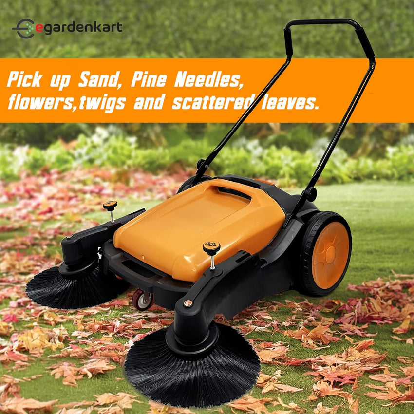 Egardenkart, Walk-Behind Outdoor Hand Push Sweeper - 10.5 Gallon Capacity, 31" Sweeping width, Sweeps up to 30,000 ft²/Hour,