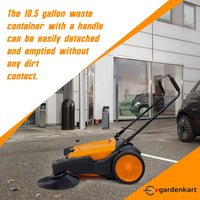 Egardenkart, Walk-Behind Outdoor Hand Push Sweeper - 10.5 Gallon Capacity, 31" Sweeping width, Sweeps up to 30,000 ft²/Hour,