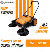 Egardenkart, Walk-Behind Outdoor Hand Push Sweeper - 10.5 Gallon Capacity, 31" Sweeping width, Sweeps up to 30,000 ft²/Hour,