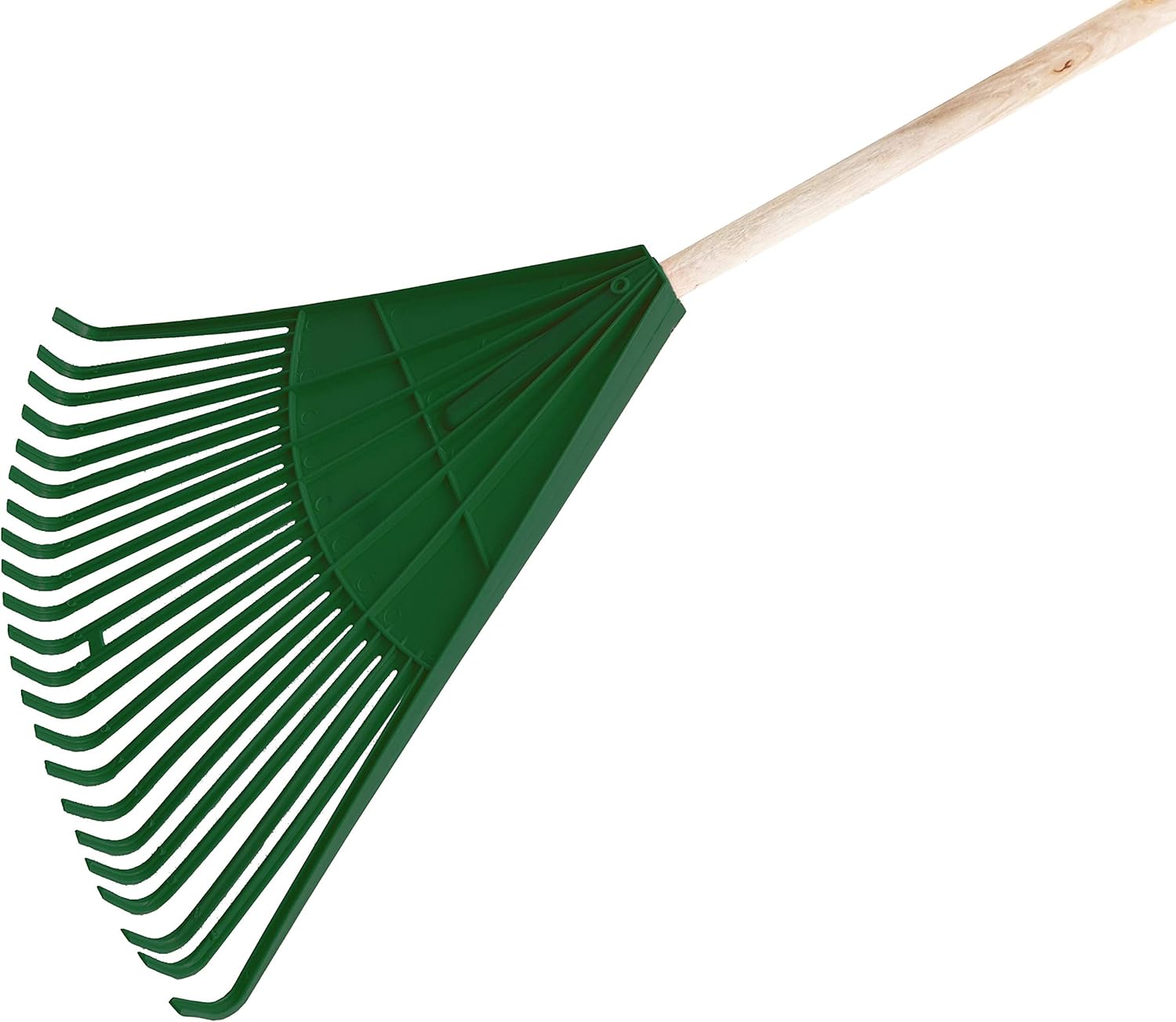 Egardenkart Store Garden Leaf Rake Pvc/Wooden Handle 22 Teeth (Green)