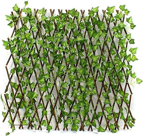 Egardenkart Bamboo Garden Fence - Expandable, Bamboo Fence for Balcony Decor | Balcony Fence Trellis with Leaves Plastic | bamboo Fencing (Green)