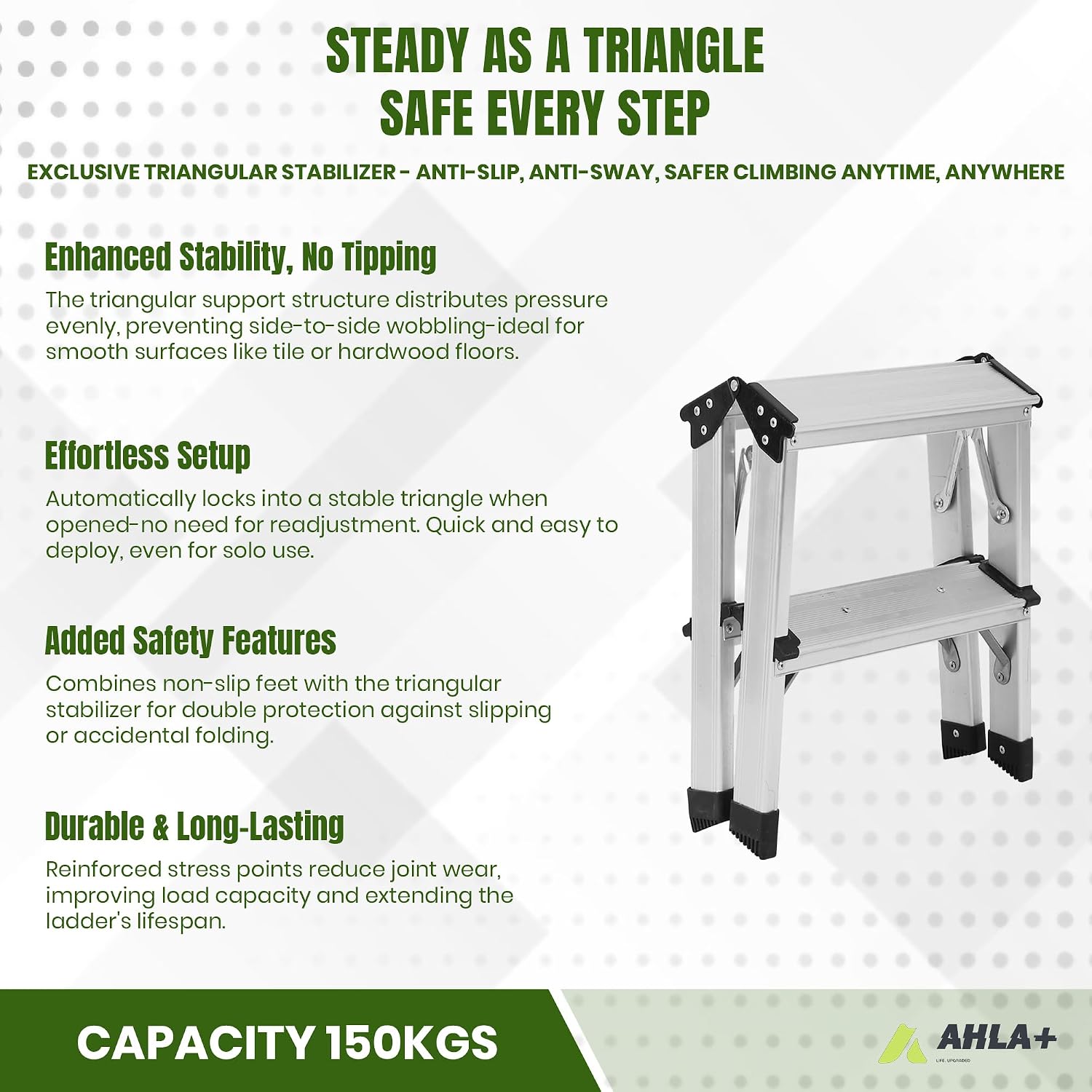 Aluminium Step Ladder - Double Side Foldable Ladder | Anti-Slip Step Ladder for Home, Kitchen, Garden, Office | Lightweight, Portable Aluminium Ladder for Indoor and Outdoor Use (Silver)