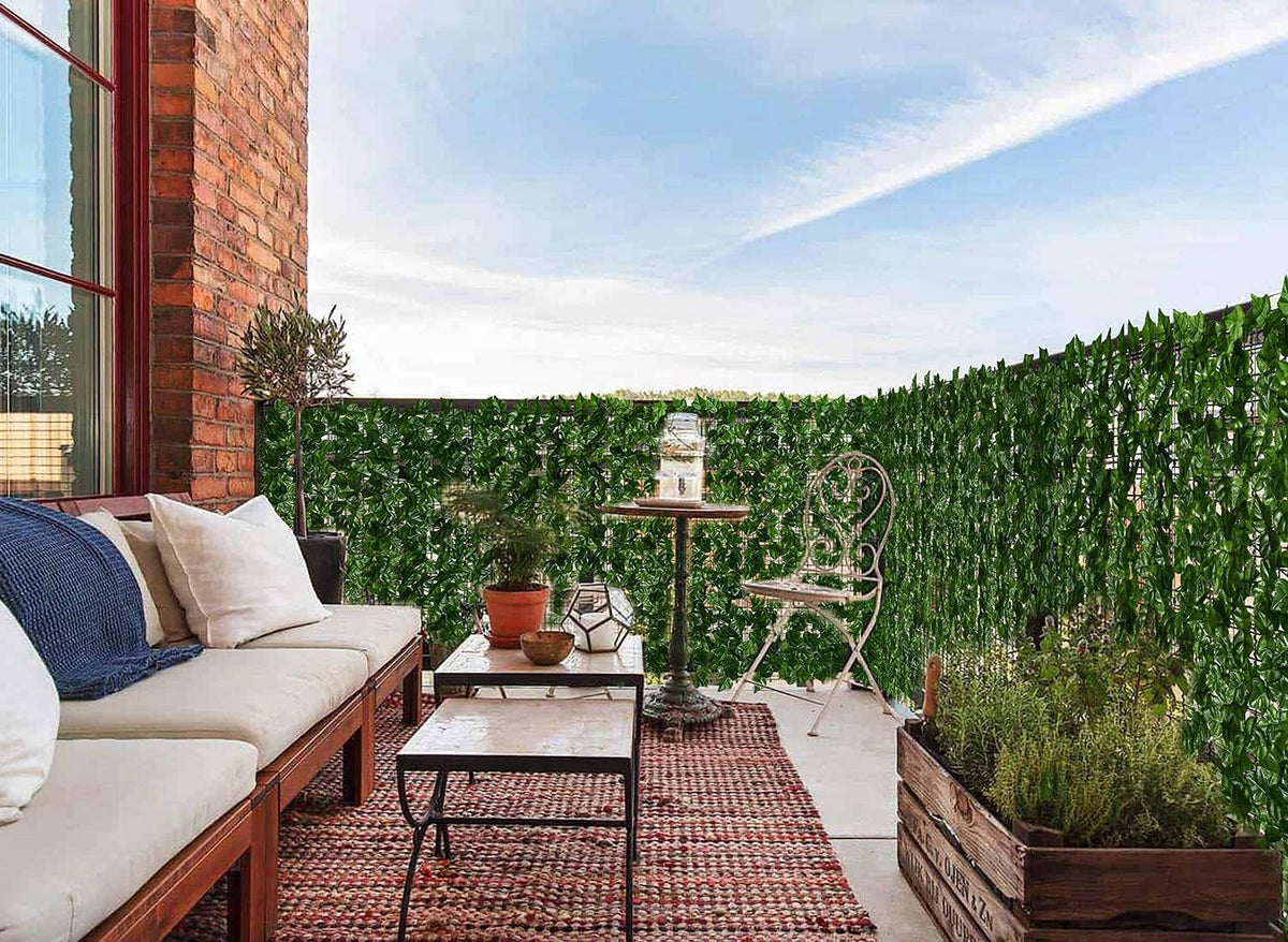 Egardenkart Expandable Bamboo Fence For Balcony & Garden Decor Green Leaf Trellis