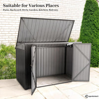 Egardenkart Outdoor Storage Shed Metal - Light Grey, 5.8 x 3.3 FT | Garden Shed with lockable Double Door | Outdoor Storage Cabinet for Garden Storage | Outdoor Shed Storage (With Installation)