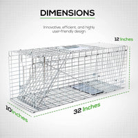 Cat Trap Live Animal Trap Easy Set One-Door Cage Trap for Raccoons, Stray Cats, Groundhogs, Opossums, and Armadillos Large