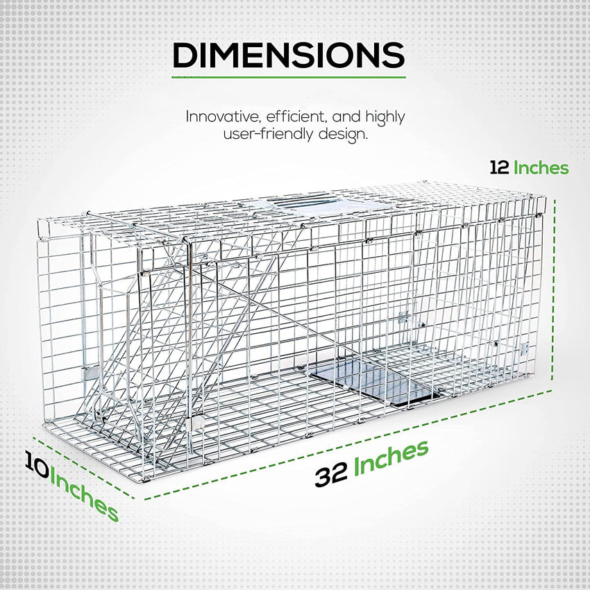 Cat Trap Live Animal Trap Easy Set One-Door Cage Trap for Raccoons, Stray Cats, Groundhogs, Opossums, and Armadillos Large