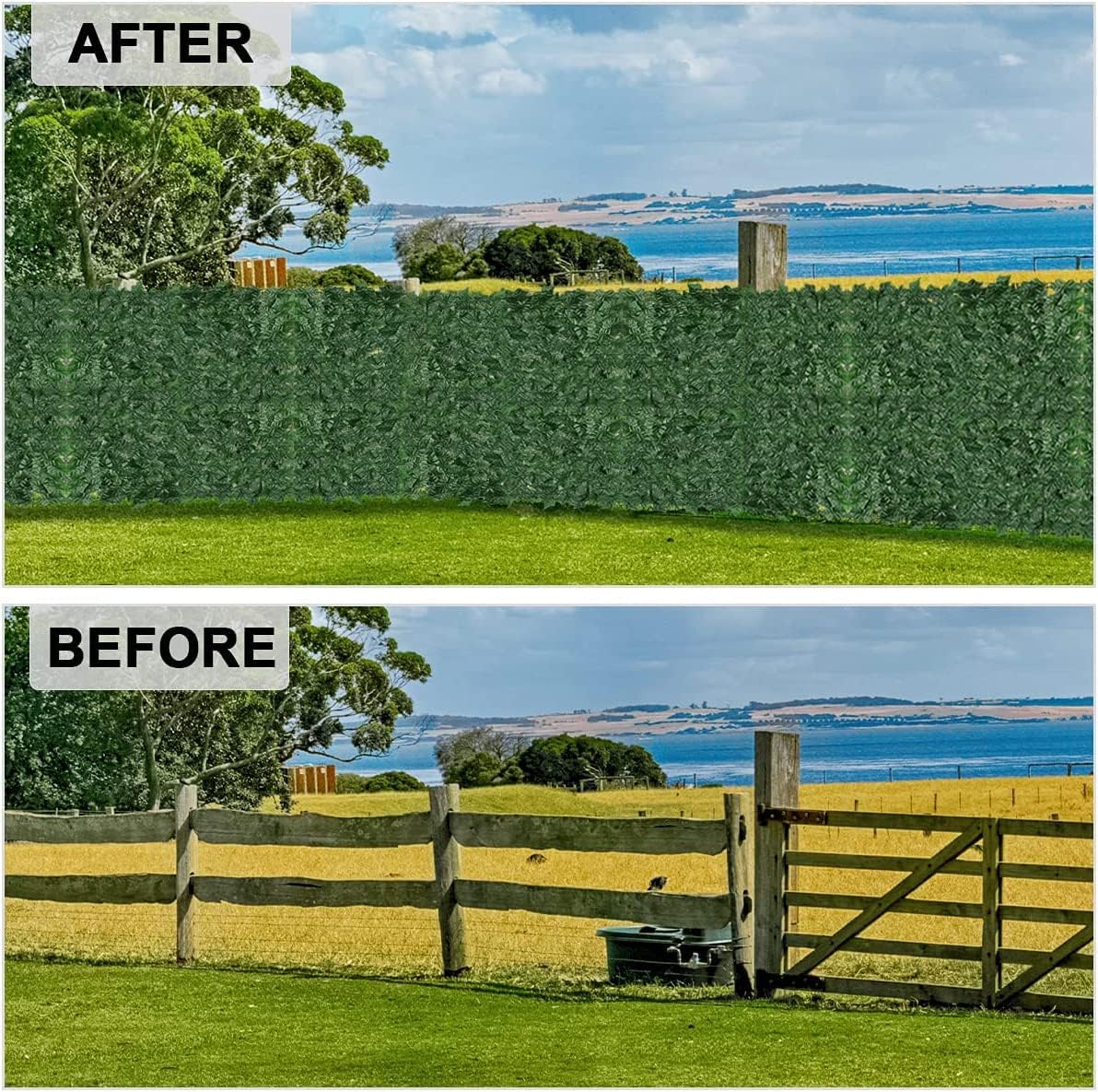 Egardenkart Expandable Bamboo Fence For Balcony & Garden Decor Green Leaf Trellis