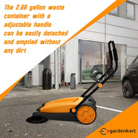 Egardenkart, Walk-Behind Outdoor Hand Push Sweeper - 2.66 Gallon Capacity, 27.5" Sweeping width, Sweeps up to 19,000 ft²/Hour,