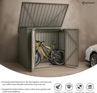 Egardenkart Outdoor Storage Shed Metal - Light Grey, 5.8 x 3.3 FT | Garden Shed with lockable Double Door | Outdoor Storage Cabinet for Garden Storage | Outdoor Shed Storage (With Installation)