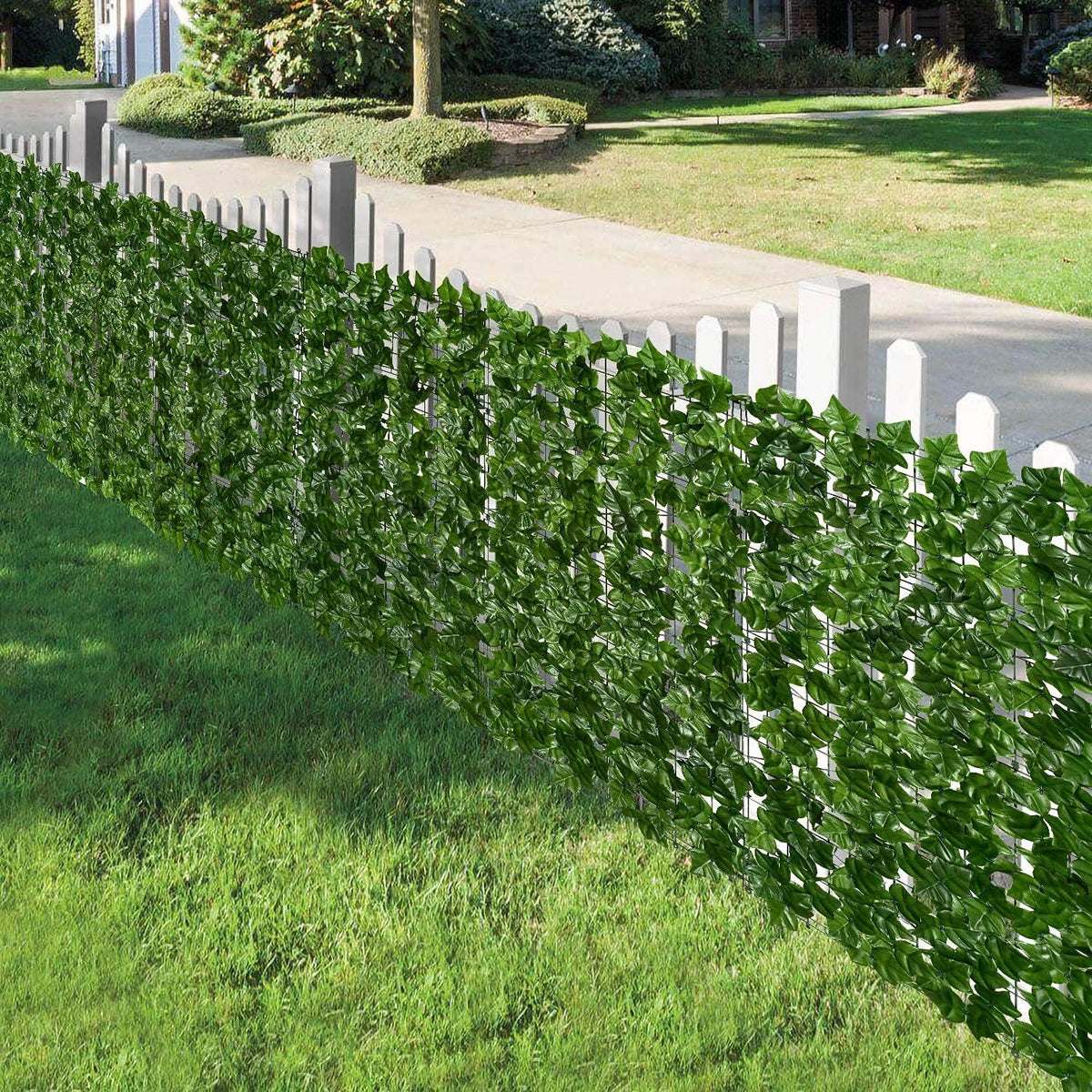 Egardenkart Expandable Bamboo Fence For Balcony & Garden Decor Green Leaf Trellis