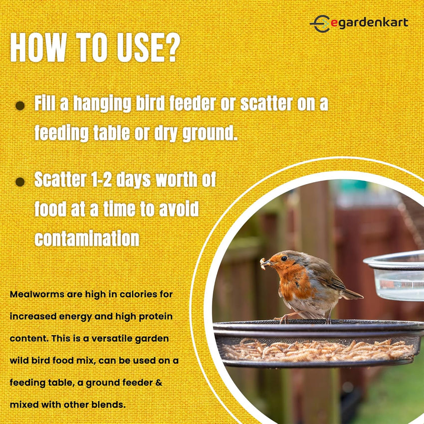 Egardenkart High-Protein Dried Mealworms - All Natural Treats for Birds, Chickens, Turtles, Fish, Hamsters, & Hedgehogs