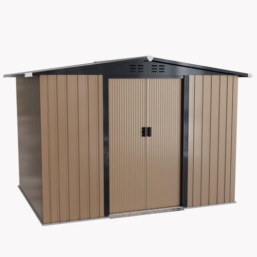 Egardenkart Extra-Large Metal Storage Shed 8.5 × 6.8 FT | Sliding Double Door With Installation