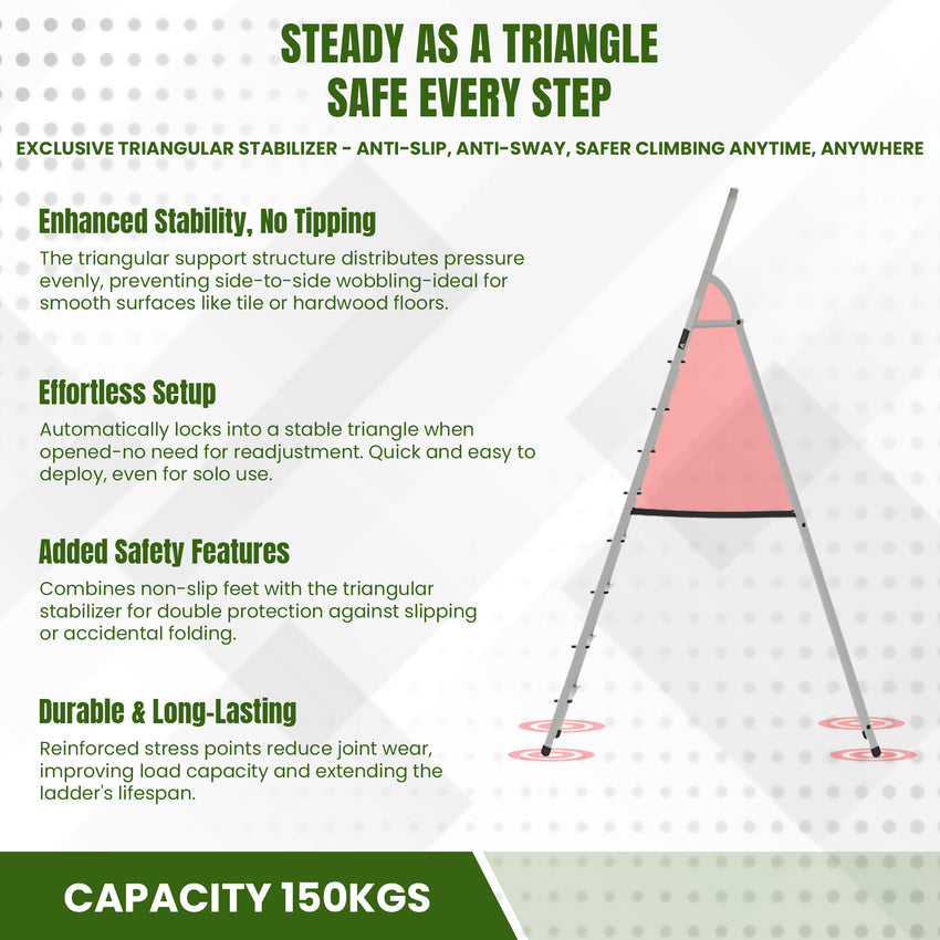 Egardenkart Aluminum Ladder with Anti-Slip Steps and Safety Handrail