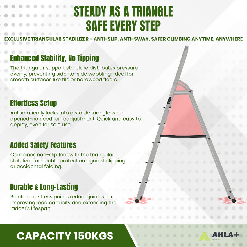 Egardenkart Aluminum Ladder with Anti-Slip Steps and Safety Handrail
