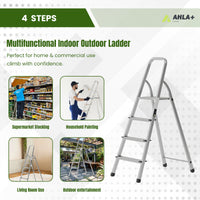 Egardenkart Aluminum Ladder with Anti-Slip Steps and Safety Handrail