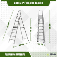 Ahla+® Aluminium Step Ladder for Home - Anti-Slip Foldable Ladder for Home, Kitchen, Garden, Office | Lightweight, Portable Folding Ladder with Grip