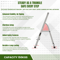 Ahla+® Aluminium Step Ladder for Home - Anti-Slip Foldable Ladder for Home, Kitchen, Garden, Office | Lightweight, Portable Folding Ladder with Grip