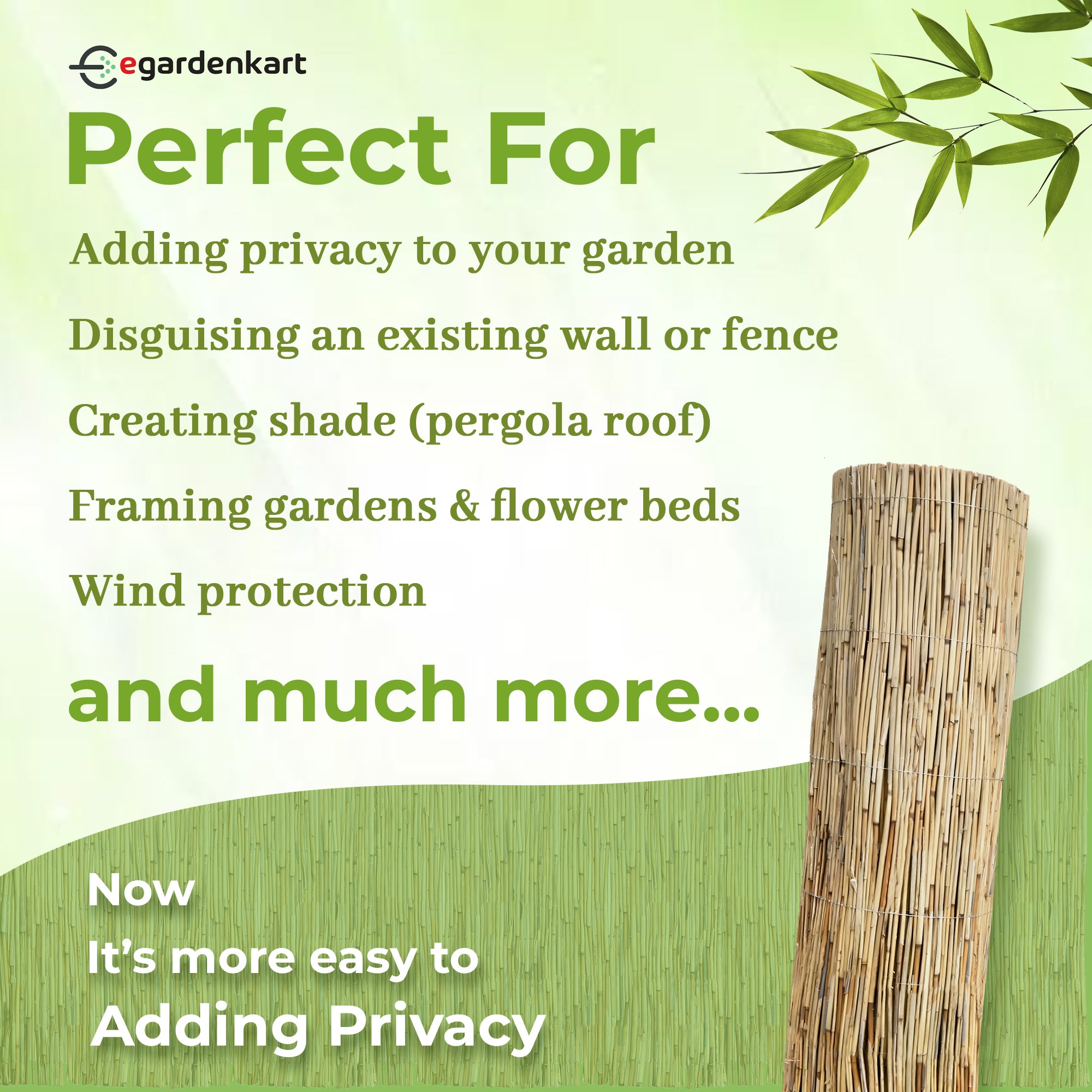 Egardenkart Bamboo Privacy Fence For Garden & Balcony Natural Reed Screen