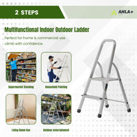 Ahla+® Aluminium Step Ladder for Home - Anti-Slip Foldable Ladder for Home, Kitchen, Garden, Office | Lightweight, Portable Folding Ladder with Grip