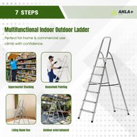 Ahla+® Aluminium Step Ladder for Home - Anti-Slip Foldable Ladder for Home, Kitchen, Garden, Office | Lightweight, Portable Folding Ladder with Grip