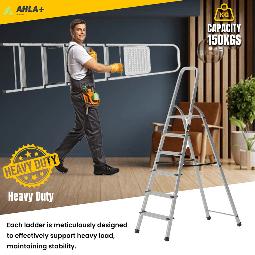 Egardenkart Aluminum Ladder with Anti-Slip Steps and Safety Handrail