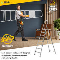 Egardenkart Aluminum Ladder with Anti-Slip Steps and Safety Handrail