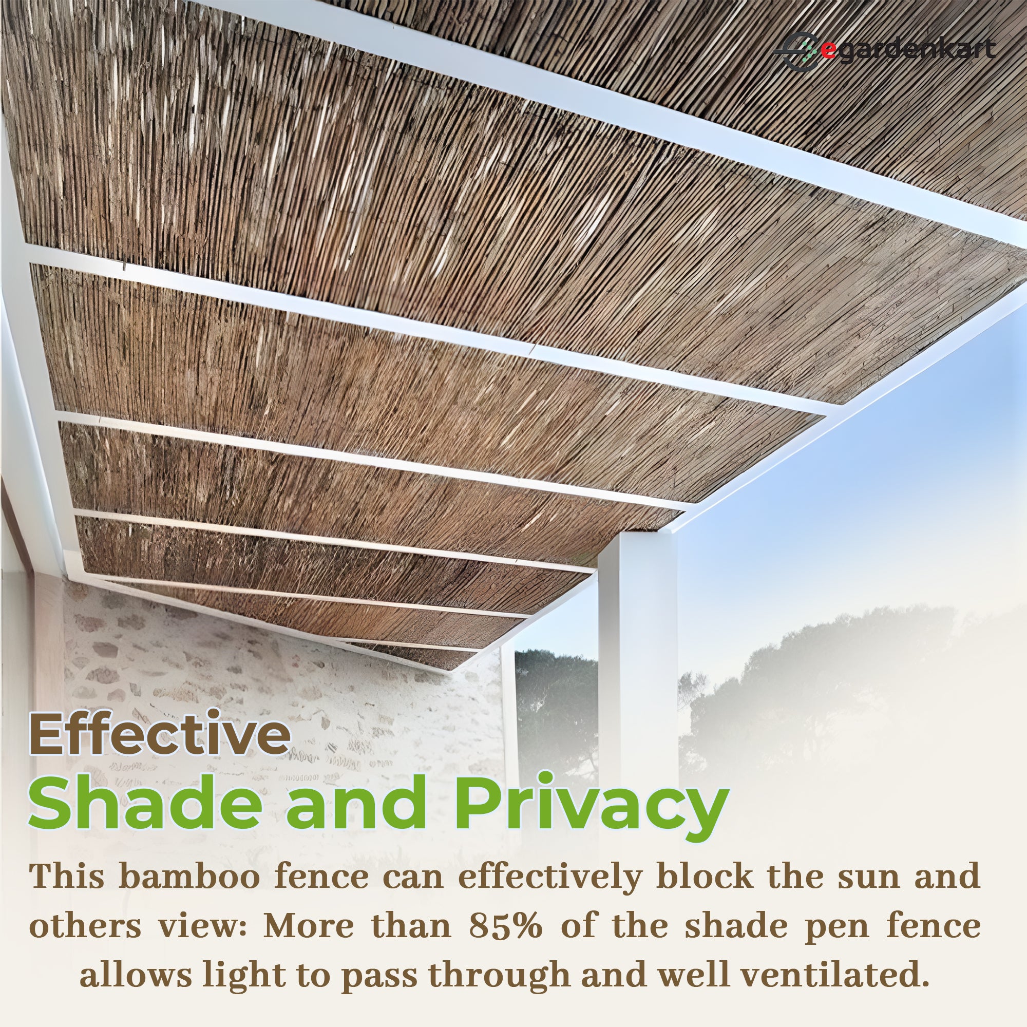 Egardenkart Bamboo Privacy Fence For Garden & Balcony Natural Reed Screen