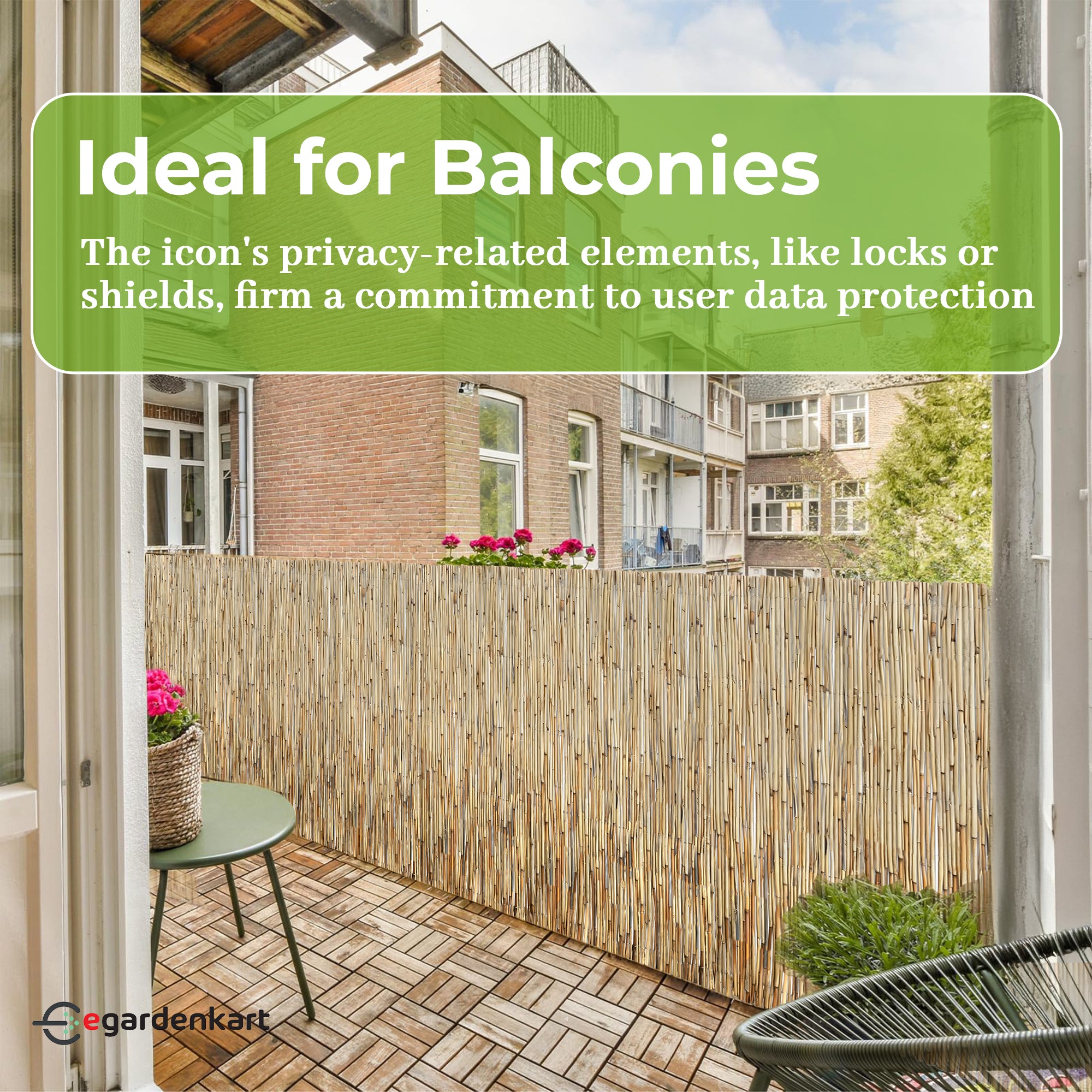 Egardenkart Bamboo Privacy Fence For Garden & Balcony Natural Reed Screen