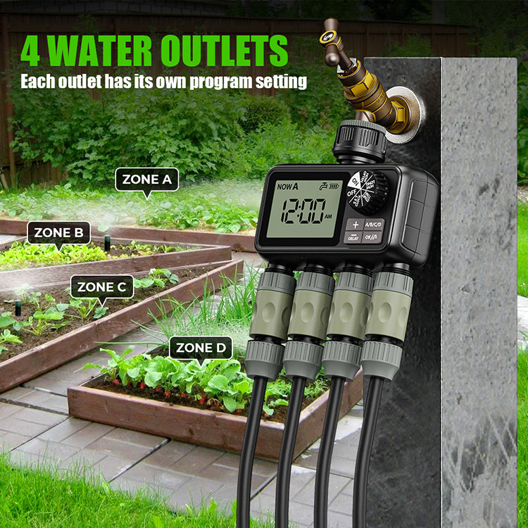 Egardenkart Garden Water Timer 4 Outlet | Smart Irrigation Automatic Watering System