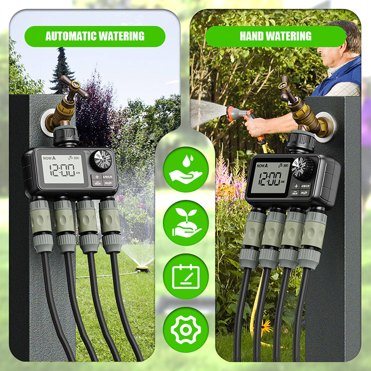 Egardenkart Garden Water Timer 4 Outlet | Smart Irrigation Automatic Watering System