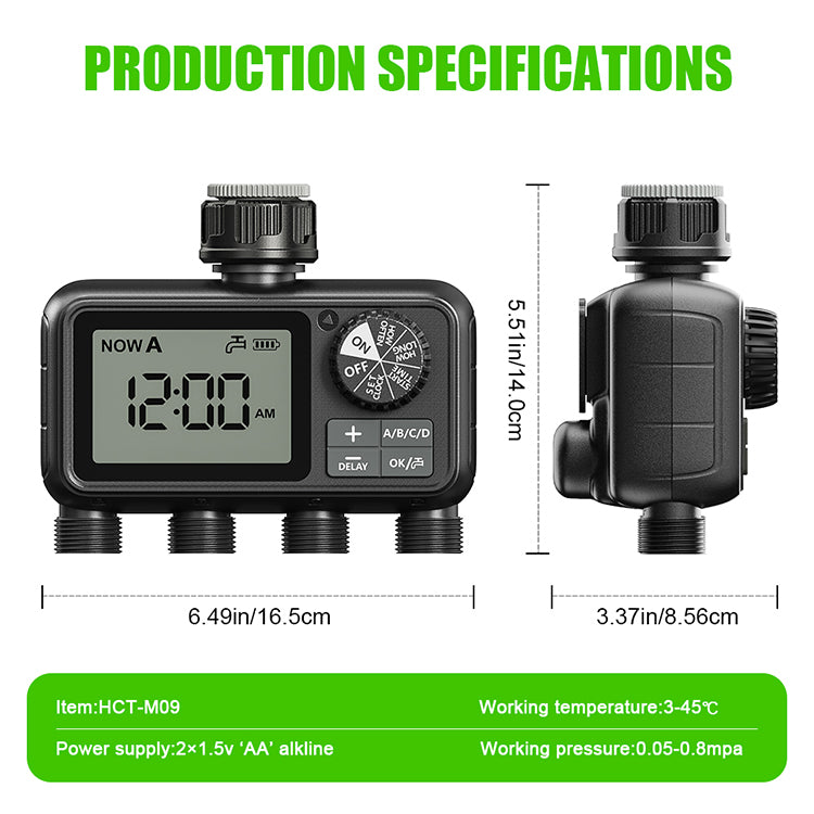 Egardenkart Garden Water Timer 4 Outlet | Smart Irrigation Automatic Watering System